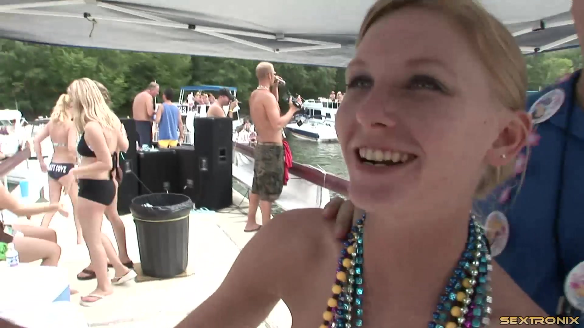 Boat party girls get beads for flashing their amateur tits