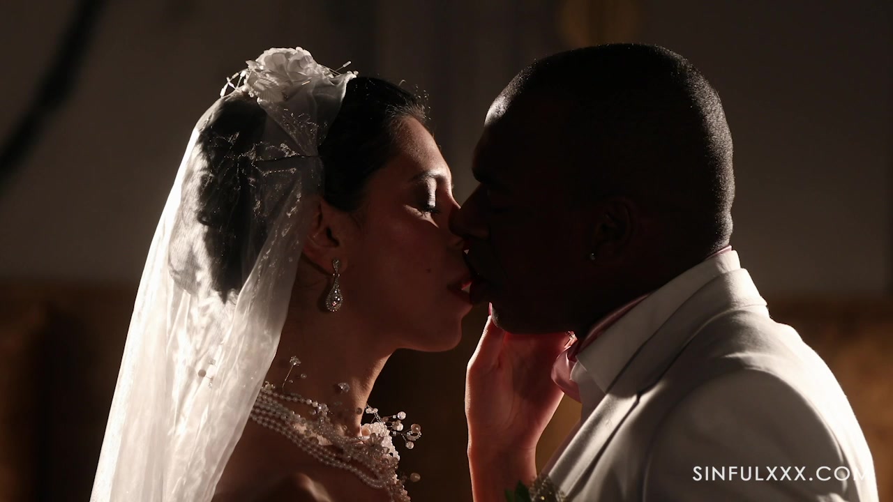 Romantic interracial sex with handsome bride Kira Queen pic