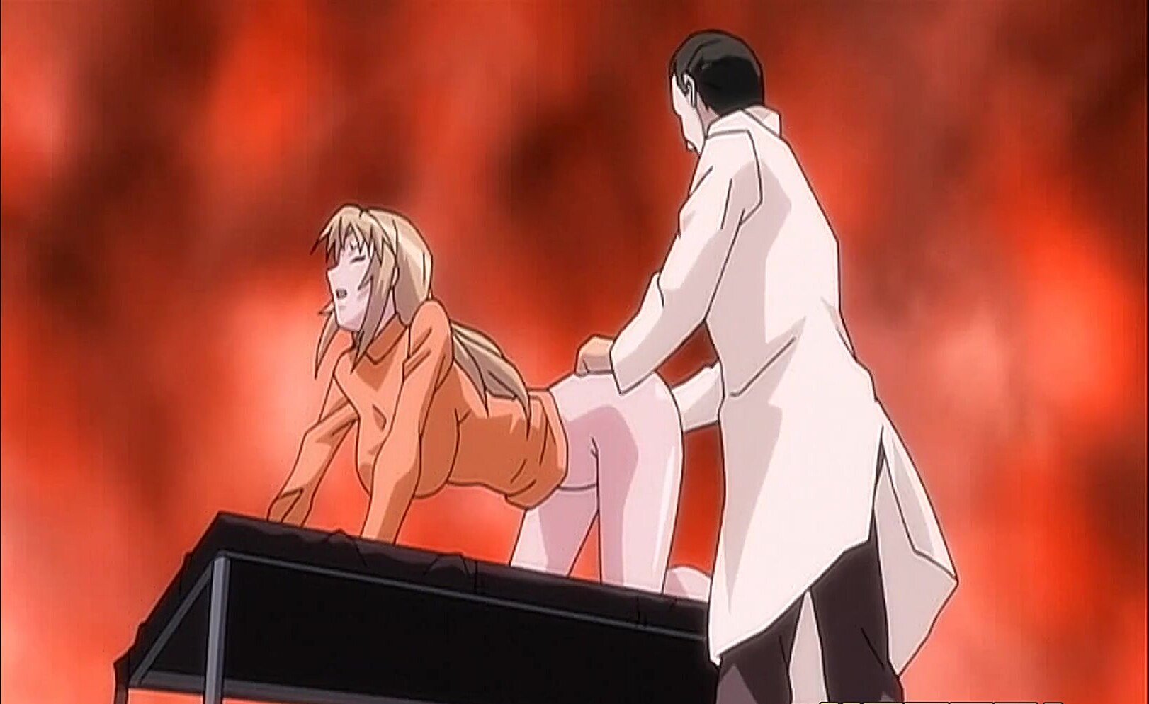 Anime girl bent over